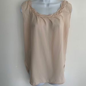 Beige Blush Chiffon Sheer Blouse Top